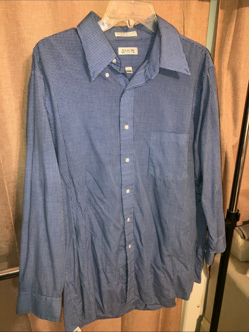 Arrow Men's Blue Micro-Check Dress Shirt